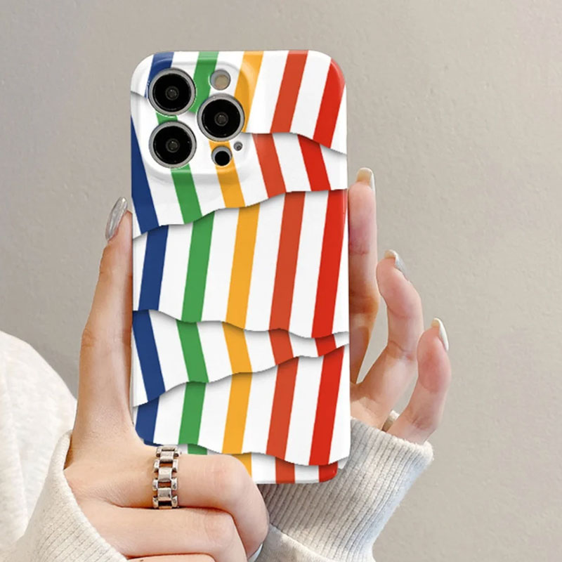 🌈Värikontrastiraidallinen kalvosuoja kännykälle📱