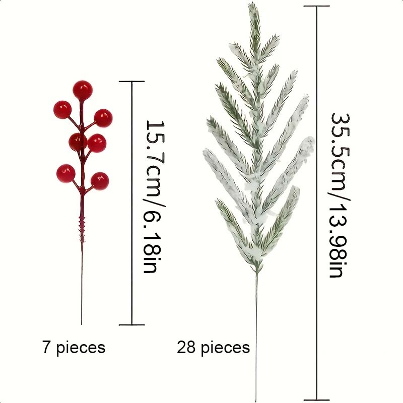 Norfolkin kuusen keinotekoisia oksia punaisilla marjoilla - kestäviä joulukoristeita!