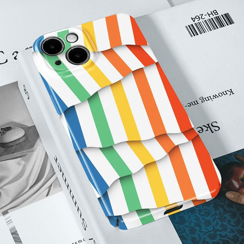 🌈Värikontrastiraidallinen kalvosuoja kännykälle📱