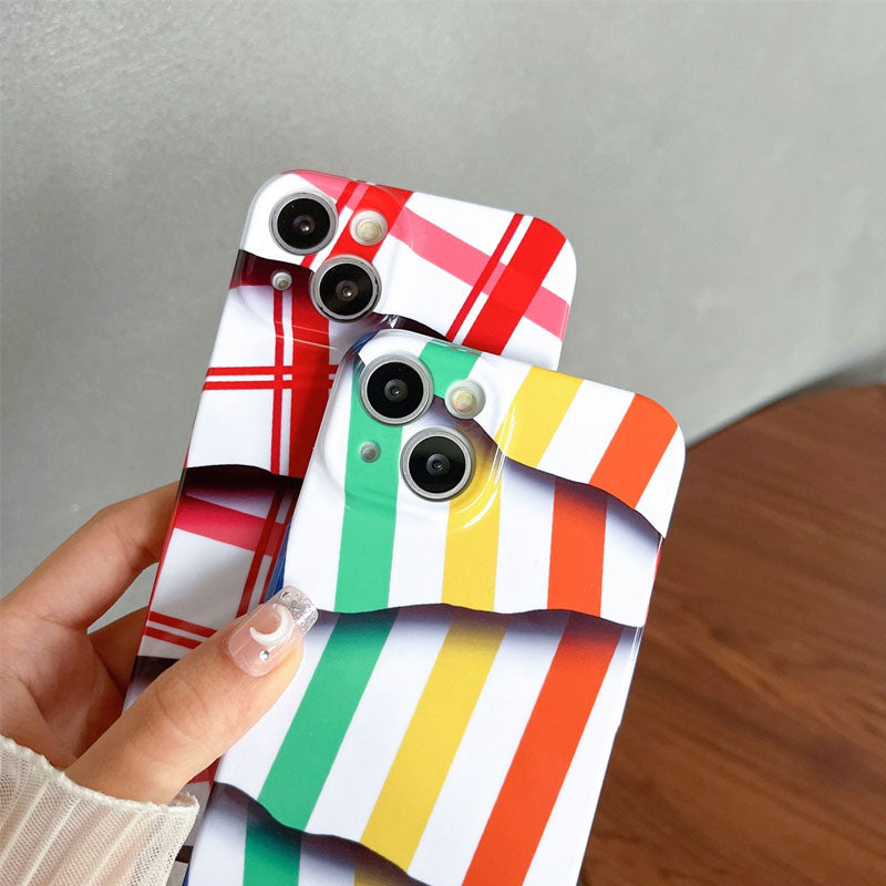 🌈Värikontrastiraidallinen kalvosuoja kännykälle📱