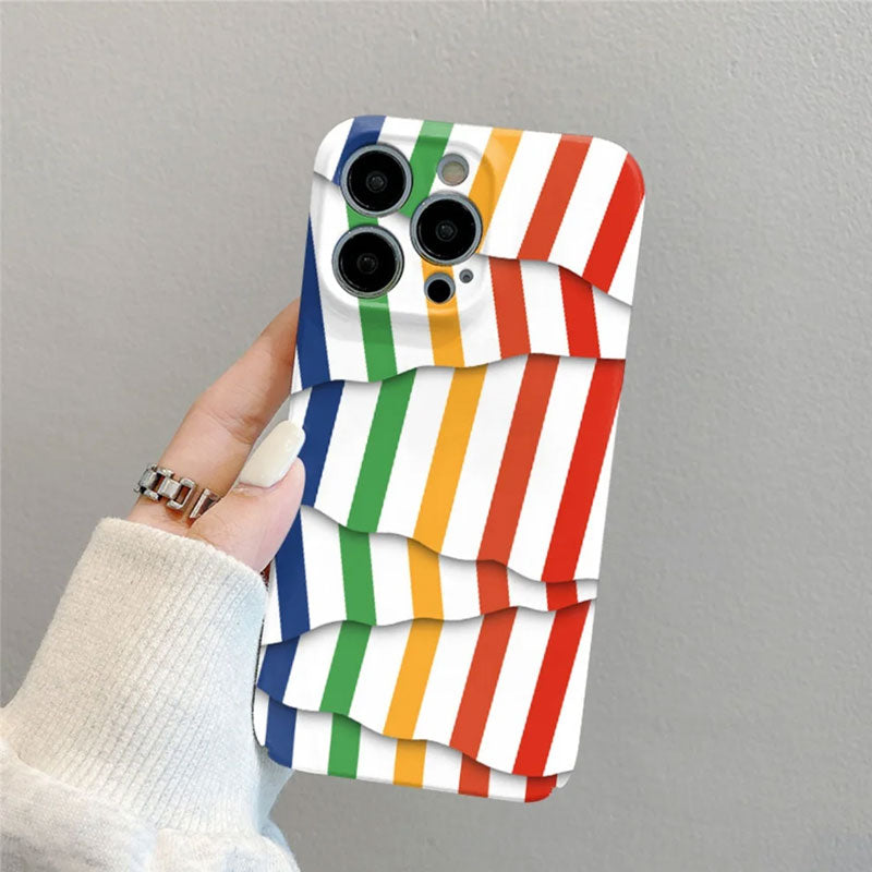 🌈Värikontrastiraidallinen kalvosuoja kännykälle📱