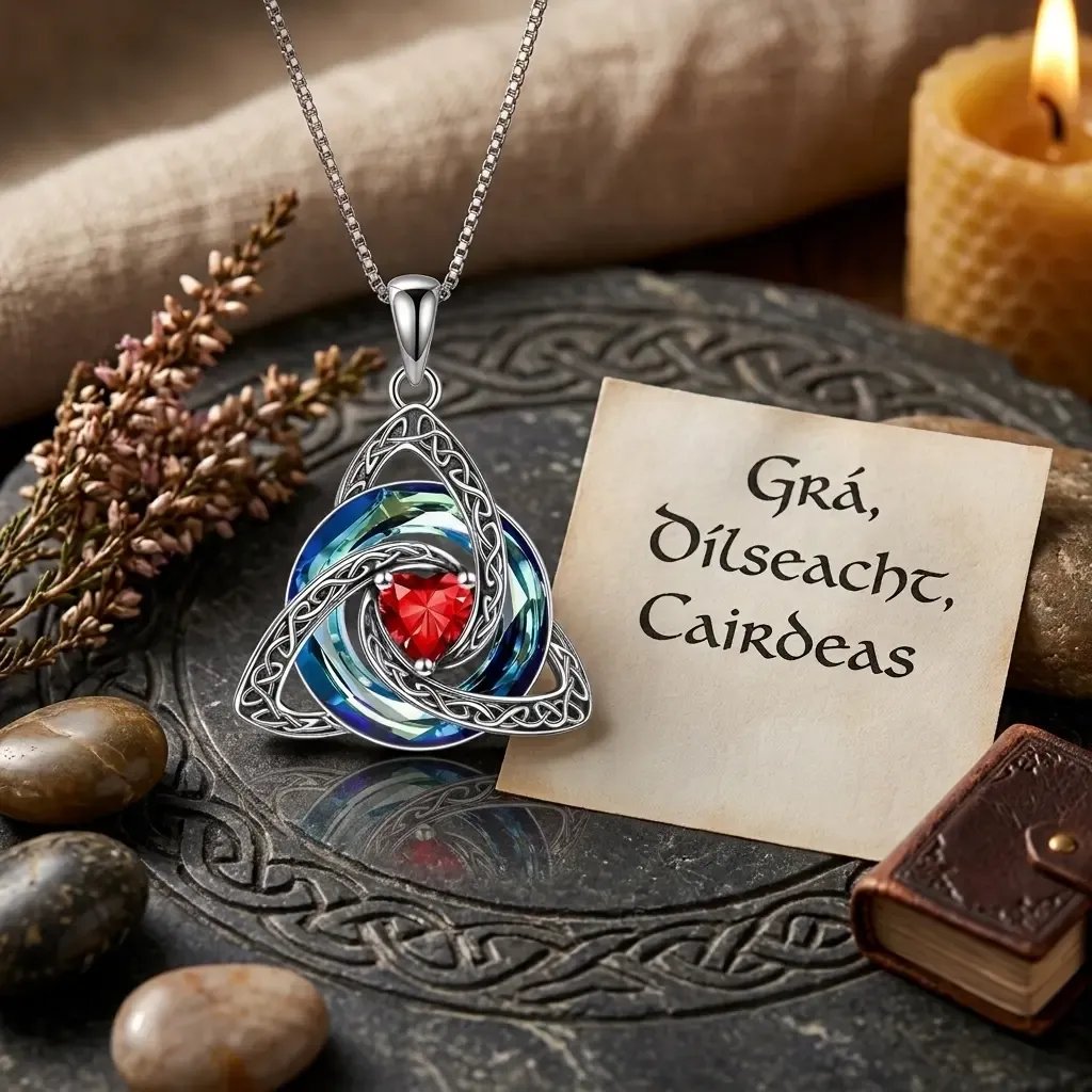✨Collier avec pierre de naissance et triple nœud celtique – un symbole chargé de sens, représentant l'amour et la complicité❤️