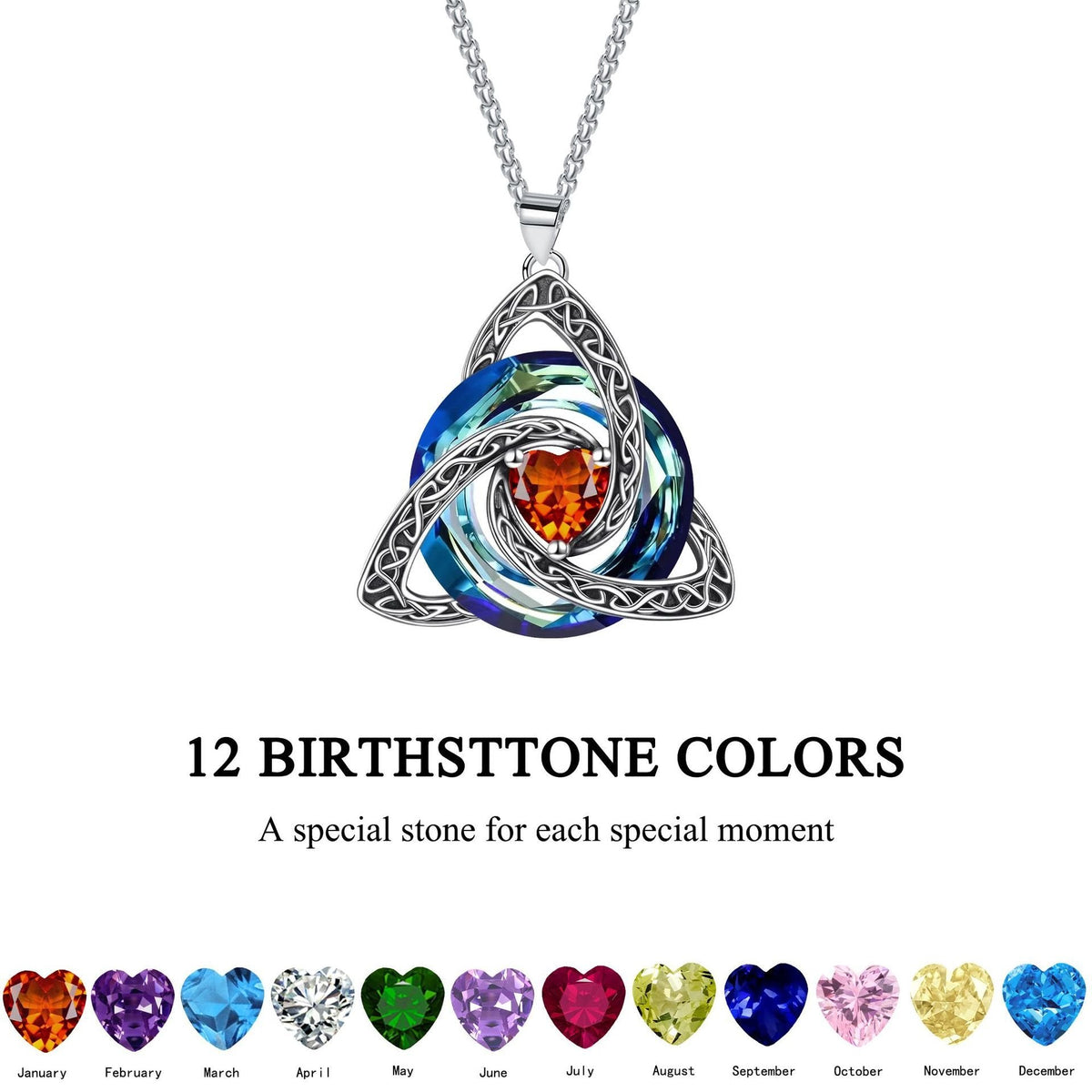 ✨Collier avec pierre de naissance et triple nœud celtique – un symbole chargé de sens, représentant l'amour et la complicité❤️
