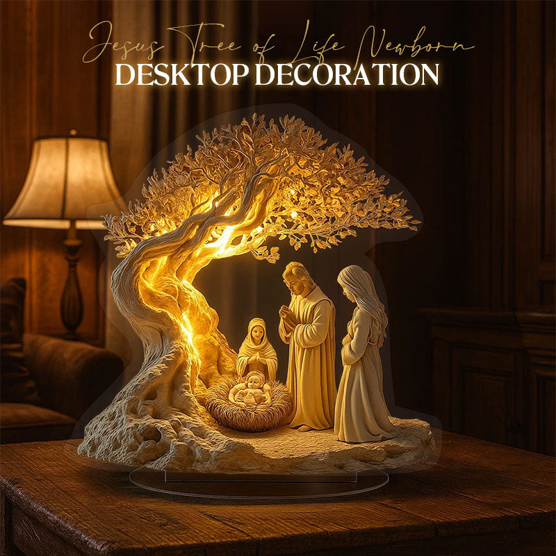 Jeesus elämän puu vastasyntyneen työpöydän koriste
