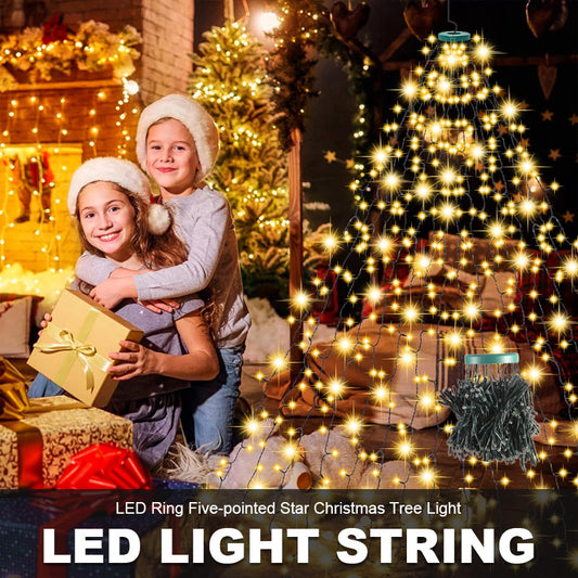 🎄 LED-rengas, viisikärkinen tähti, joulukuusen valo 🎄