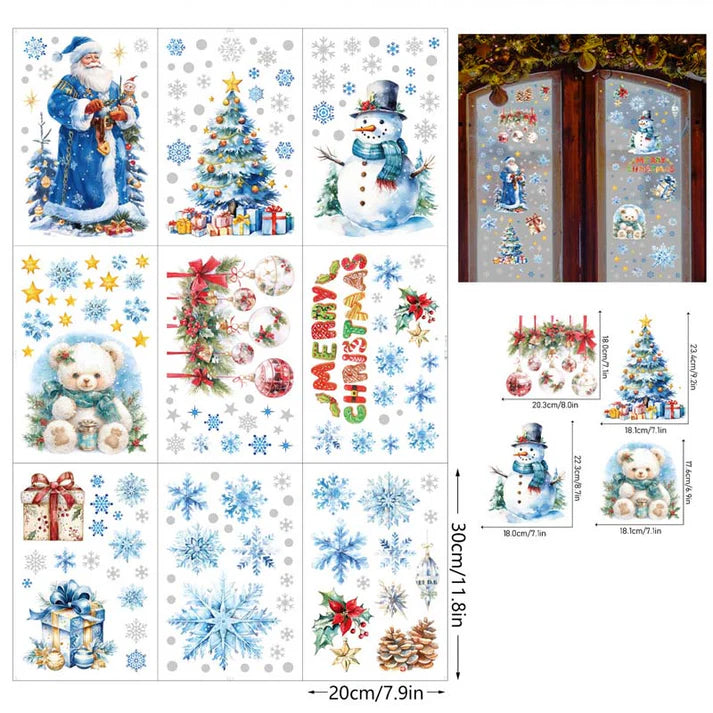 ✨ Jouluaiheiset kimaltelevat ikkunatarrat 9 kpl