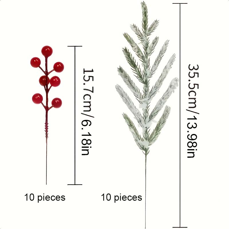 Norfolkin kuusen keinotekoisia oksia punaisilla marjoilla - kestäviä joulukoristeita!