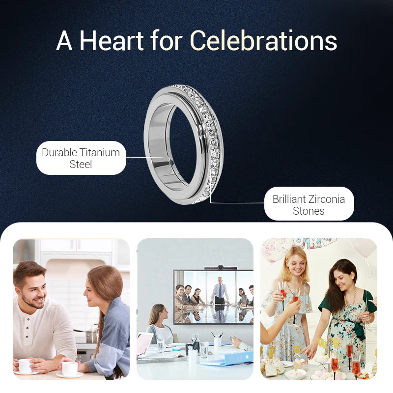 💖Black Friday -erikoistarjous – 50 % alennus!💖Kiertävä sormus titaaniteräksestä ja zirkonista