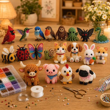 🧵✨ ערכת יצירה DIY של חיות קטנות מחרוזים בתלת-ממד