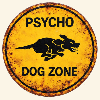 Psycho Dog Zone Funny Yard Sign