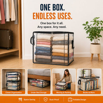 📦שקית אחסון שקופה מפלסטיק עבה וחזק, בגודל גדול, לבגדים, למעבר דירה ולאחסון