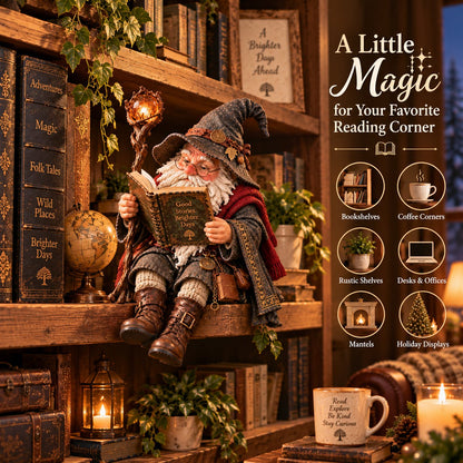 🧙‍♂️ Le gnome érudit errant – Figurine du sorcier de la lecture enchantée
