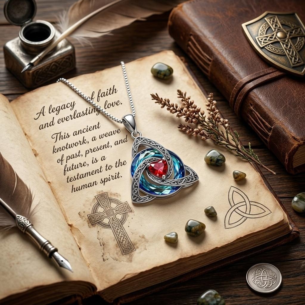 ✨Collier avec pierre de naissance et triple nœud celtique – un symbole chargé de sens, représentant l'amour et la complicité❤️