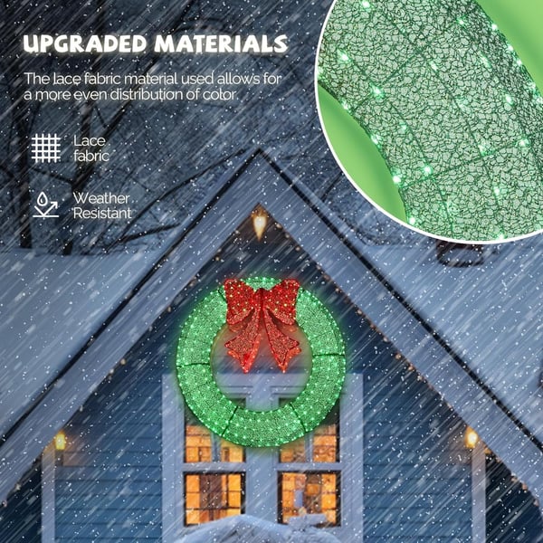 🎄 Nyt ennakkomyynnissä! 🎀✨ Suuri, valaistu joulukranssi ulkokäyttöön