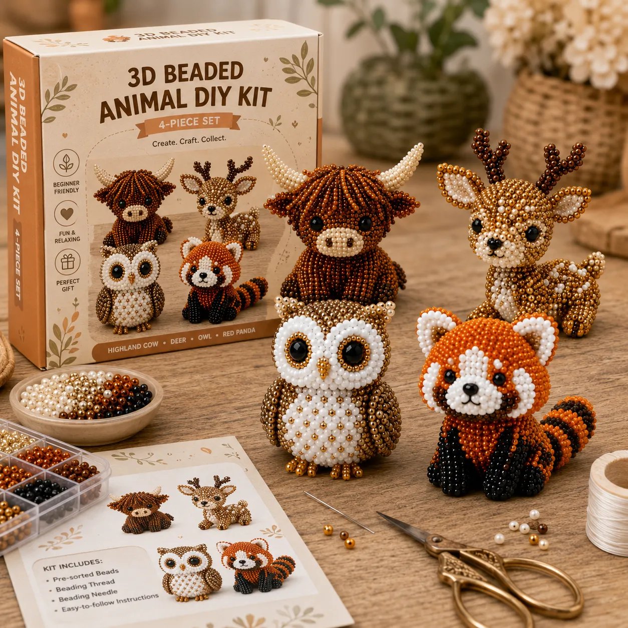 🧵✨ ערכת יצירה DIY של חיות קטנות מחרוזים בתלת-ממד