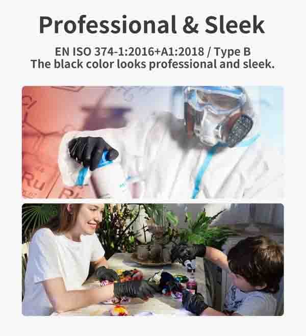 100/50 kpl mustia nitriilisiä kertakäyttöisiä käsineitä