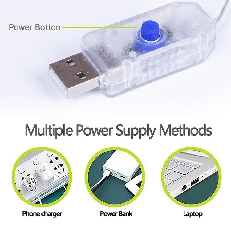 🎁Varhainen joulualennus 49 %🎅LED-valosarja, USB-virtalähteinen LED-valoverho lahjojen pakkaamiseen