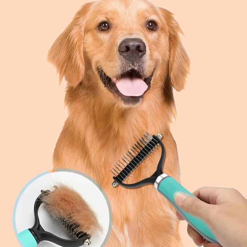 🐾 מבצע בזק ✨ מברשת דו-צדדית להסרת שיער לחיות מחמד – דו-צדדית, ארגונומית ועדינה לכלבים וחתולים 🐶